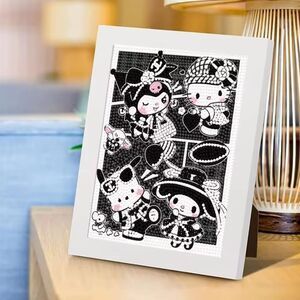 Brand New DIY Hello Kitty Kuromi Black & White Diamond Beads Art With Frame